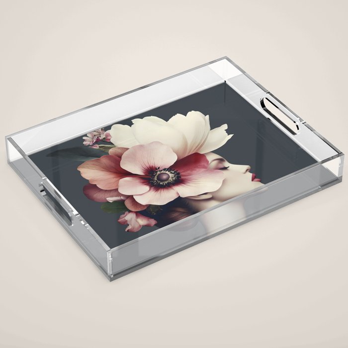 Enchanted Moody Floral Portrait Acrylic Tray Gallery Image 1