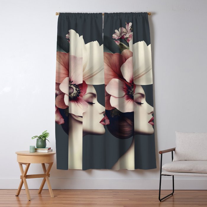Enchanted Moody Floral Portrait Window Curtain Gallery Image 5