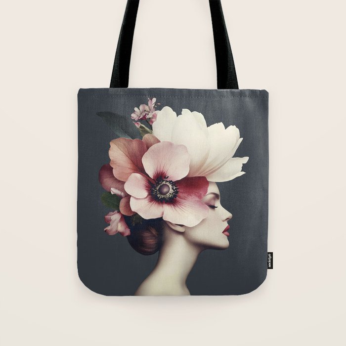 Enchanted Moody Floral Portrait Tote Bag Gallery Image 1