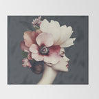 Enchanted Moody Floral Portrait Throw Blanket Gallery Image 2