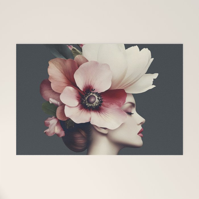 Enchanted Moody Floral Portrait Welcome Mat Gallery Image 1