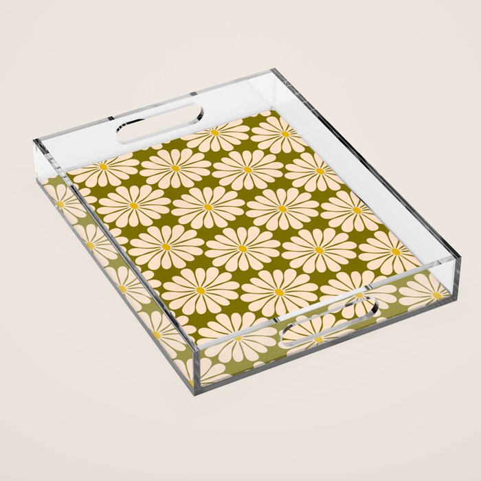 Retro Modern Daisy - 70s Acrylic Tray Gallery Image 1