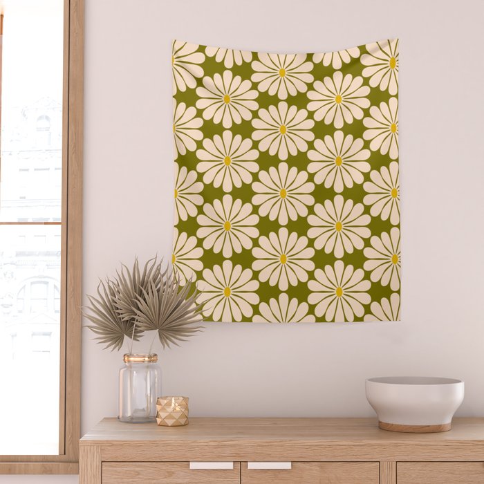 Retro Modern Daisy - 70s Wall Tapestry Gallery Image 2
