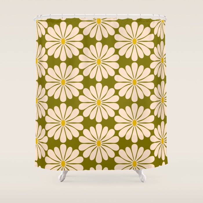 Retro Modern Daisy - 70s Shower Curtain Gallery Image 1