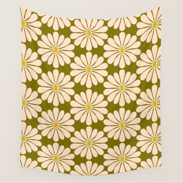 Retro Modern Daisy - 70s Wall Tapestry Gallery Image 1