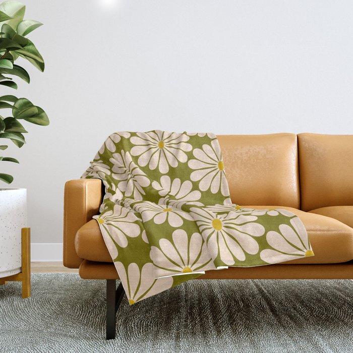 Retro Modern Daisy - 70s Throw Blanket Gallery Image 1