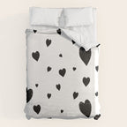 Hand-Drawn Hearts (Black & White Pattern) Duvet Cover Gallery Image 6