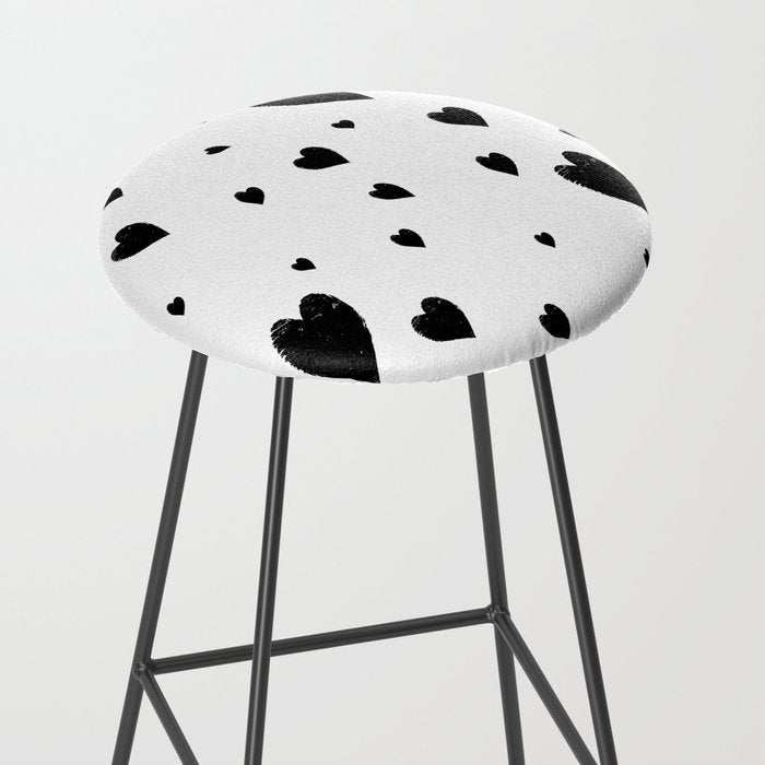 Hand-Drawn Hearts (Black & White Pattern) Stool Gallery Image 2