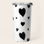 Hand-Drawn Hearts (Black & White Pattern) Travel Mug Gallery Image 2