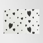 Hand-Drawn Hearts (Black & White Pattern) Rug Gallery Image 2