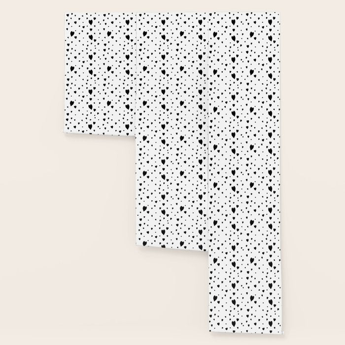 Hand-Drawn Hearts (Black & White Pattern) Wallpaper Gallery Image 3