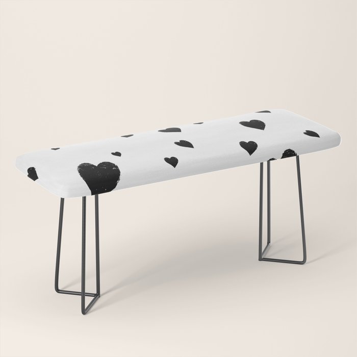 Hand-Drawn Hearts (Black & White Pattern) Bench Gallery Image 1