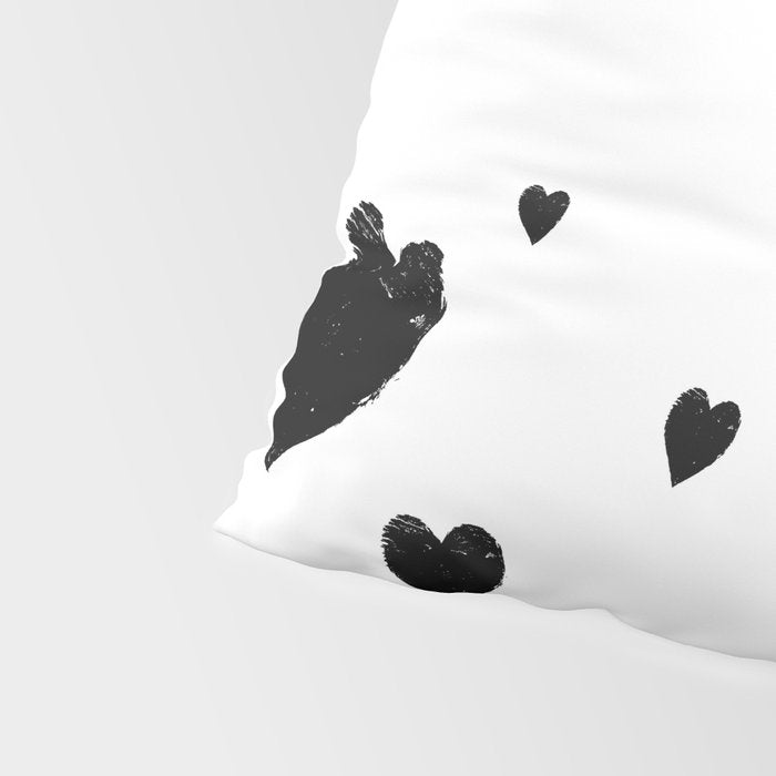 Hand-Drawn Hearts (Black & White Pattern) Pillow Sham Gallery Image 4