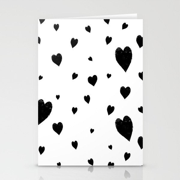 Hand-Drawn Hearts (Black & White Pattern) Stationery Card Gallery Image 2