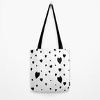 Hand-Drawn Hearts (Black & White Pattern) Tote Bag Gallery Image 2