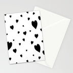 Hand-Drawn Hearts (Black & White Pattern) Stationery Card Gallery Image 2