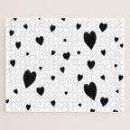 Hand-Drawn Hearts (Black & White Pattern) Jigsaw Puzzle Gallery Image 1