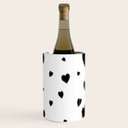 Hand-Drawn Hearts (Black & White Pattern) Wine Chiller Gallery Image 1