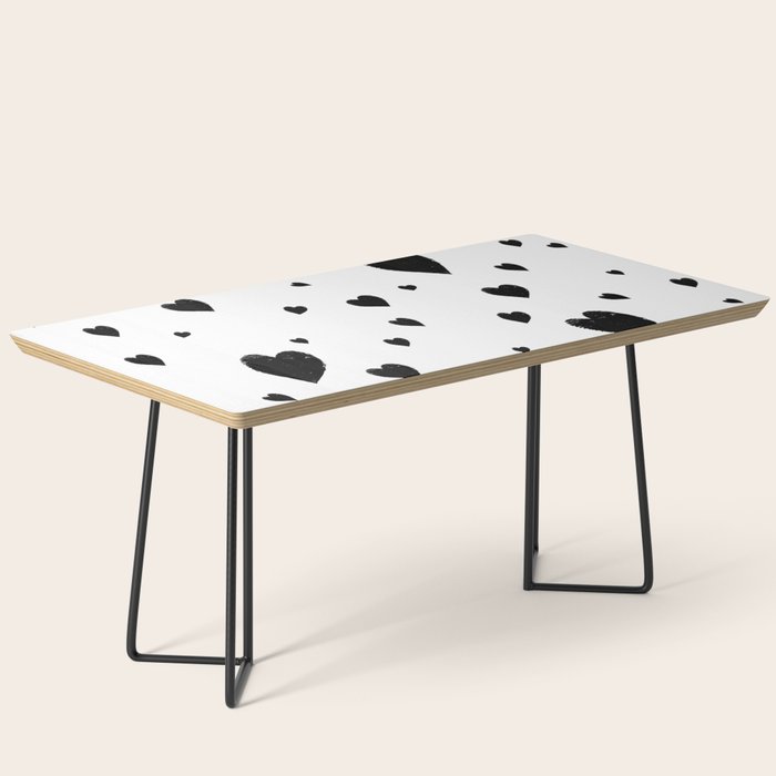 Hand-Drawn Hearts (Black & White Pattern) Coffee Table Gallery Image 1