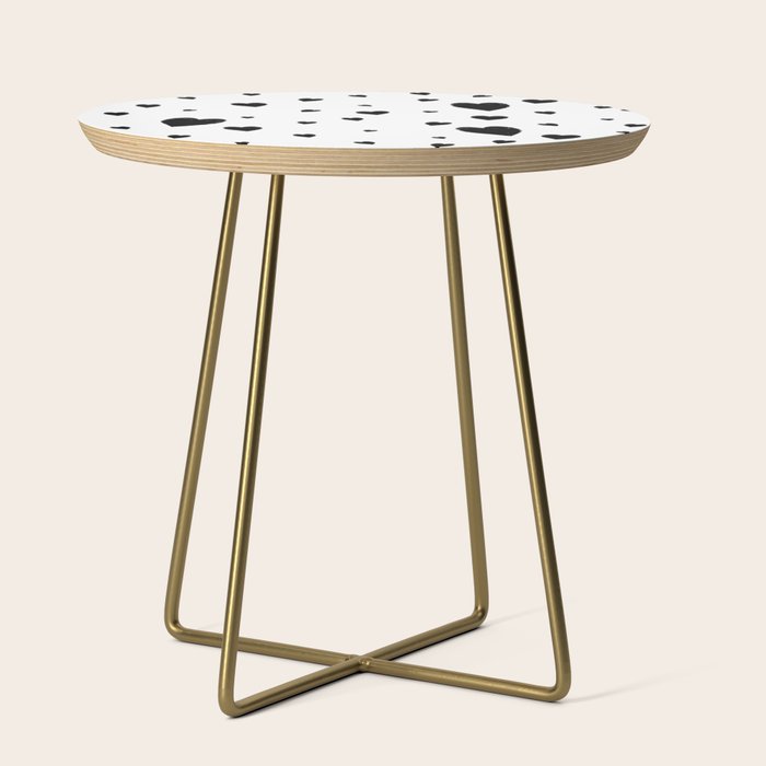 Hand-Drawn Hearts (Black & White Pattern) Side Table Gallery Image 1