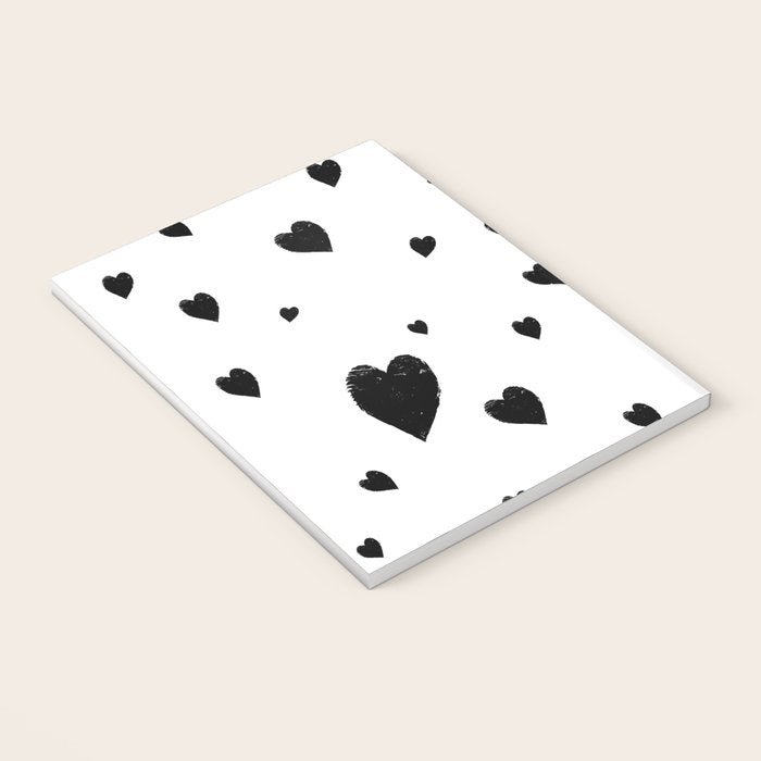 Hand-Drawn Hearts (Black & White Pattern) Notebook Gallery Image 3