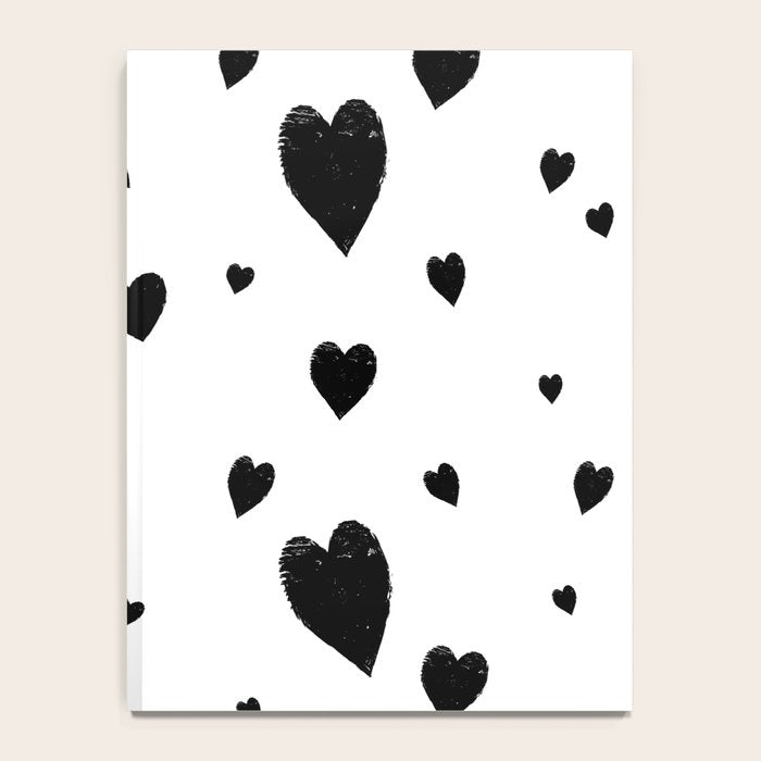 Hand-Drawn Hearts (Black & White Pattern) Notebook Gallery Image 4