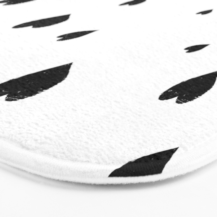 Hand-Drawn Hearts (Black & White Pattern) Bath Mat Gallery Image 3