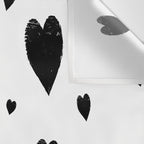 Hand-Drawn Hearts (Black & White Pattern) Wall Tapestry Gallery Image 3