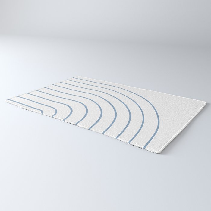 Minimal Arch XXV White and Blue Green Modern Geometric Lines Rug Gallery Image 3