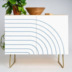 Minimal Arch XXV White and Blue Green Modern Geometric Lines Credenza Gallery Image 1