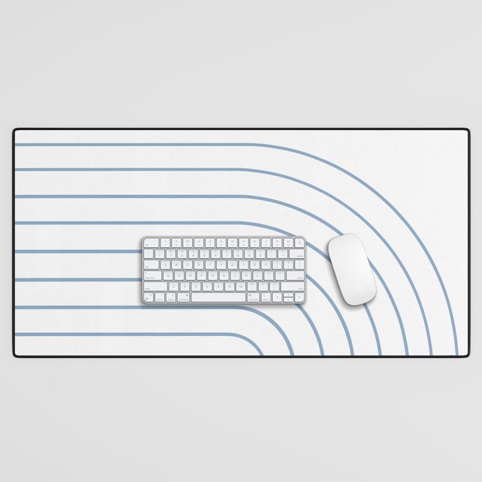 Minimal Arch XXV White and Blue Green Modern Geometric Lines Desk Mat Gallery Image 1