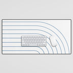 Minimal Arch XXV White and Blue Green Modern Geometric Lines Desk Mat Gallery Image 1