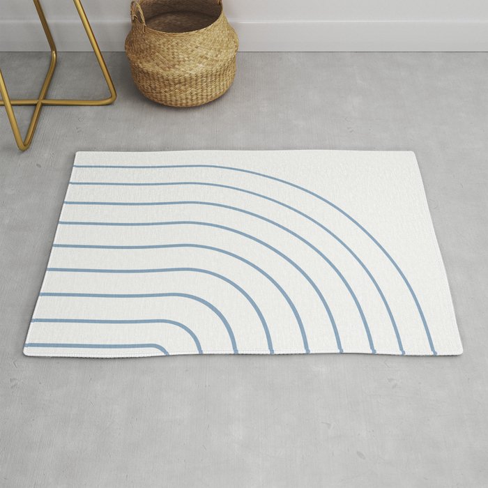 Minimal Arch XXV White and Blue Green Modern Geometric Lines Rug Gallery Image 1