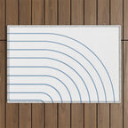 Minimal Arch XXV White and Blue Green Modern Geometric Lines Outdoor Rug Gallery Image 1