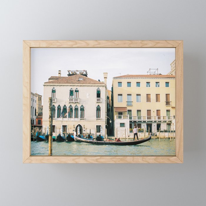 Gondola in the canals of Venice, Italy | Pastel colorful travel photography in Europe Mini Art Print Gallery Image 1