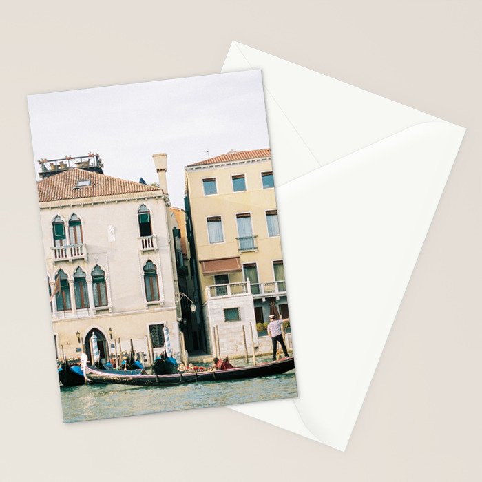 Gondola in the canals of Venice, Italy | Pastel colorful travel photography in Europe Stationery Card Gallery Image 2