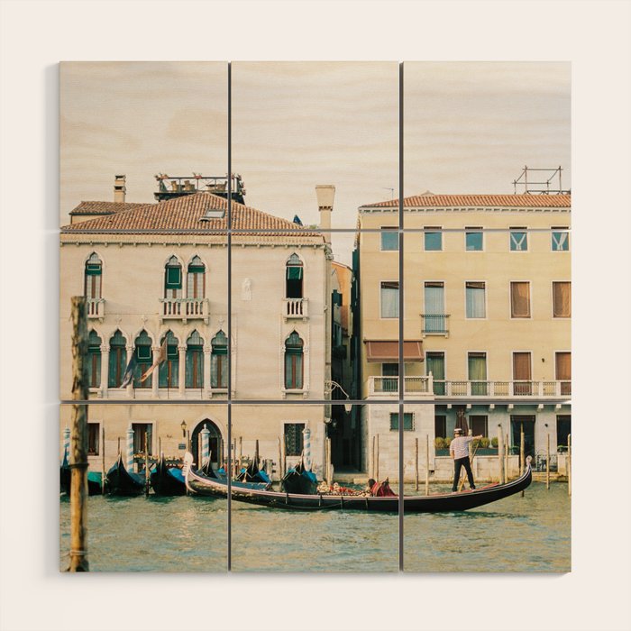 Gondola in the canals of Venice, Italy | Pastel colorful travel photography in Europe Wood Wall Art Gallery Image 1