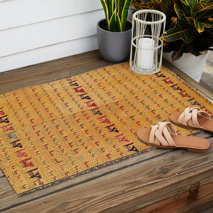 Shahsavan Moghan Southeast Caucasus Flatwoven Cover Print Outdoor Rug Gallery Image 2