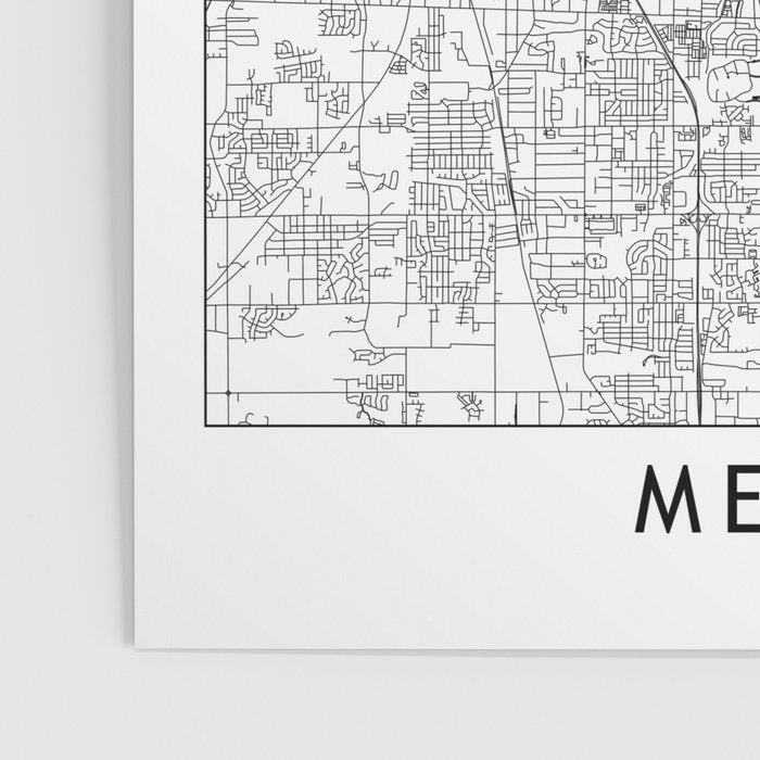 Memphis White Map Poster Gallery Image 3