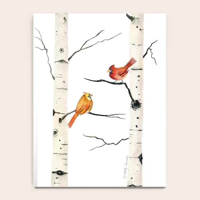 Cardinal Couple in Birch Trees Notebook Gallery Image 4