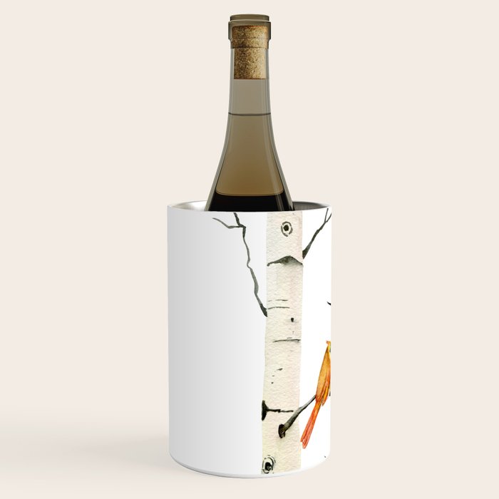 Cardinal Couple in Birch Trees Wine Chiller Gallery Image 2
