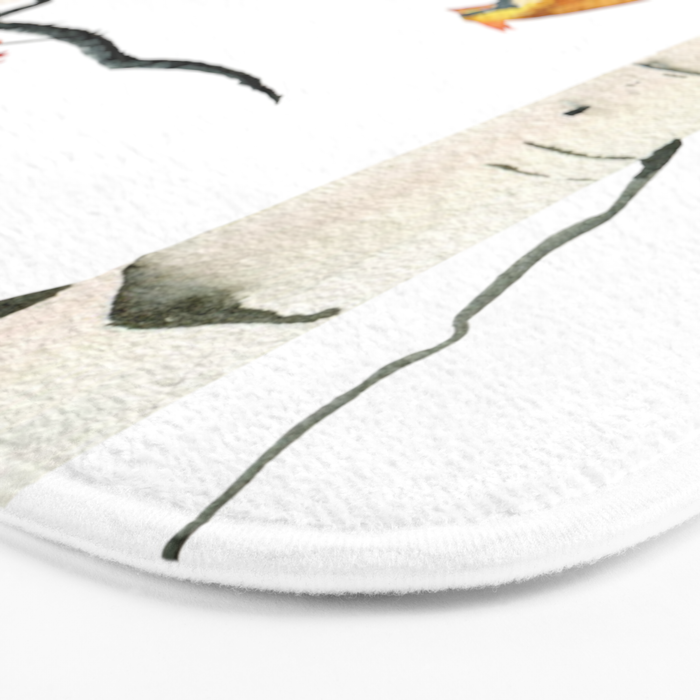 Cardinal Couple in Birch Trees Bath Mat Gallery Image 3