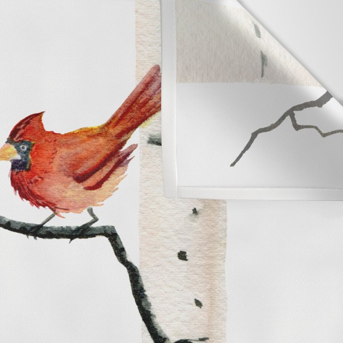 Cardinal Couple in Birch Trees Wall Tapestry Gallery Image 3