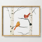 Cardinal Couple in Birch Trees Serving Tray Gallery Image 1