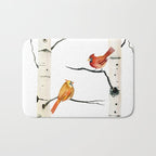 Cardinal Couple in Birch Trees Bath Mat Gallery Image 1