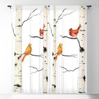 Cardinal Couple in Birch Trees Window Curtain Gallery Image 5