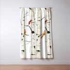 Cardinal Couple in Birch Trees Window Curtain Gallery Image 3