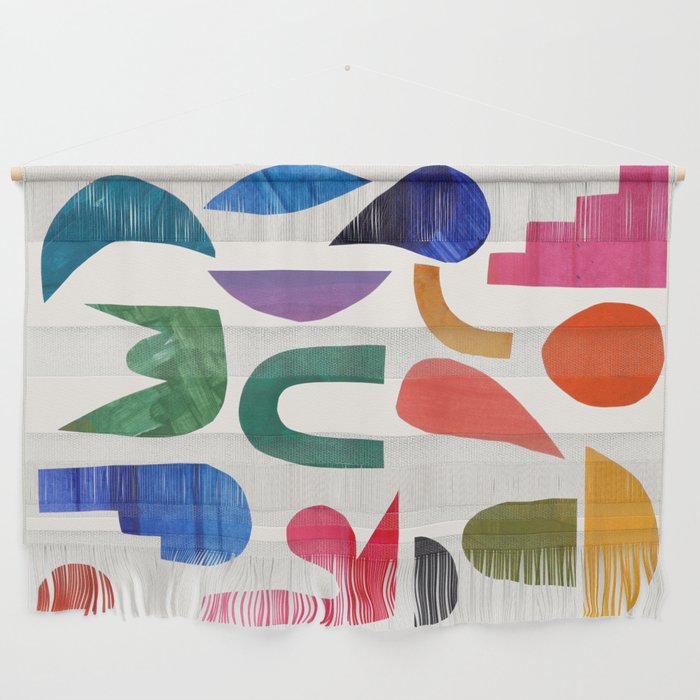 'Night Garden' Abstract Colorful Paper Collage Mid Century Fun Minimal Shapes by Ejaaz Haniff Wall Hanging Gallery Image 1
