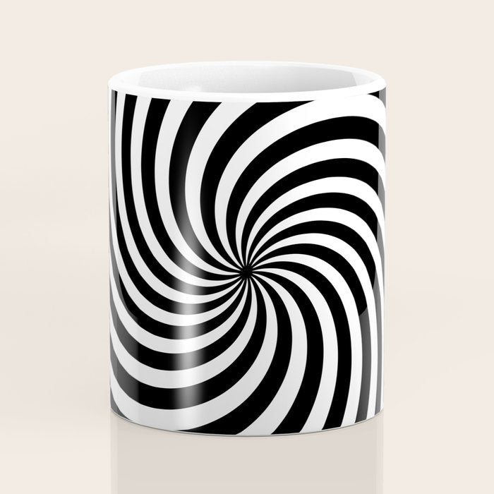 Black And White Op Art Spiral Coffee Mug Gallery Image 4