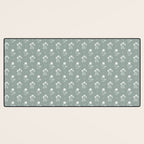 Green and White Vintage Block Print Floral Desk Mat Gallery Image 3